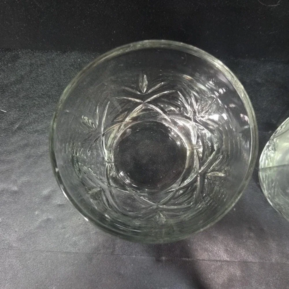 Anchor Hocking Fleur Whsikey Glasses, Set of 2, Clear Fan Design Flat Tumblers‎